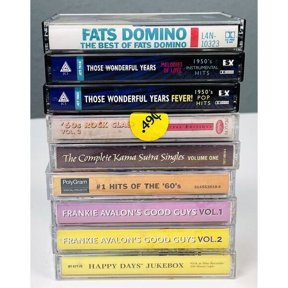 Lot 9 Cassettes 1950-1960s Music Compilations Hits Frankie Avalon ALL NEW SEALED - Picture 1 of 5